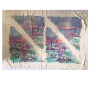 Ifadi multicolor flamingo print silk chiffon scarf